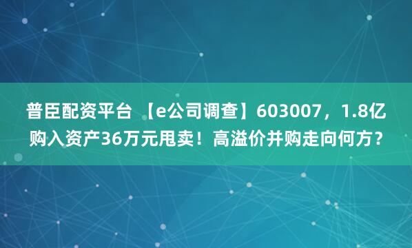 普臣配资平台 【e公司调查】603007,1.8亿购入资产36万元甩卖!高溢价并购走向何方?